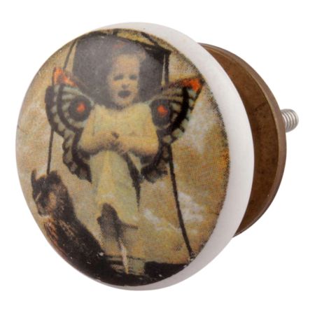 Multicolored Angel Baby Ceramic Flat Drawer Knob Online